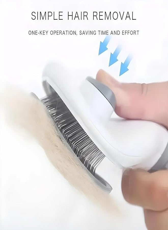 VAYINATO® Self-Cleaning Smooth Brush, Dog Cat Rabbit Pet Grooming Shedding Brush-Easy To Remove Loose Primer | One-Click Slicker Brush, Durable Hair Remover Comb (Grey) - Image 2